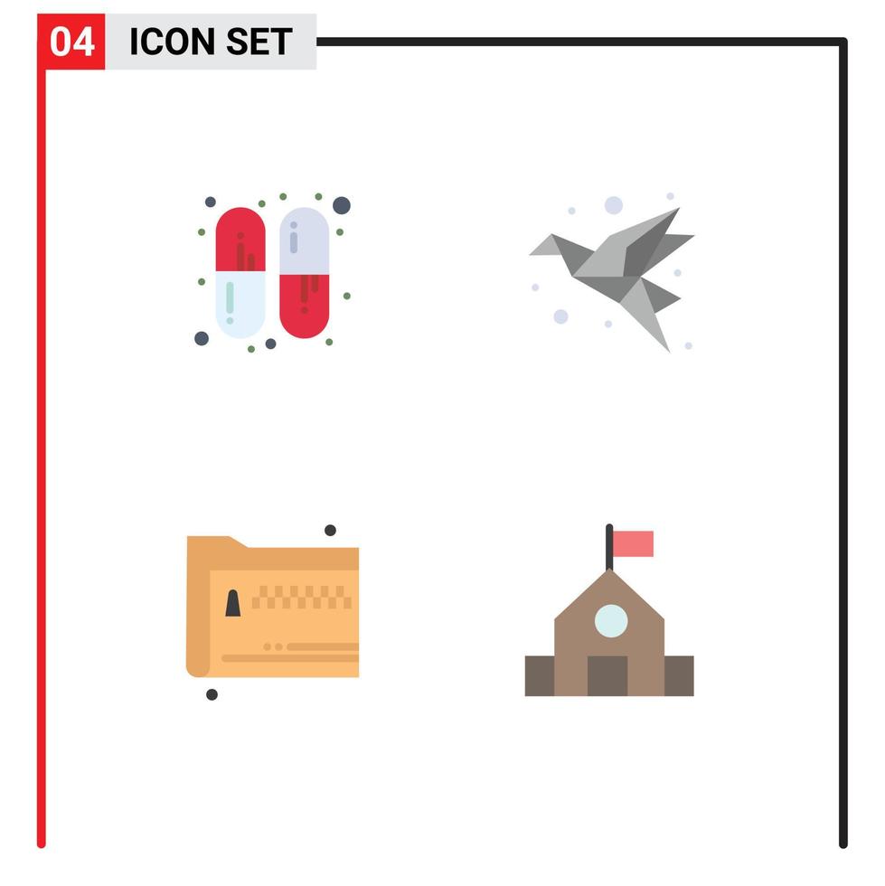 4 Universal Flat Icon Signs Symbols of capsule share art origami documents Editable Vector Design Elements