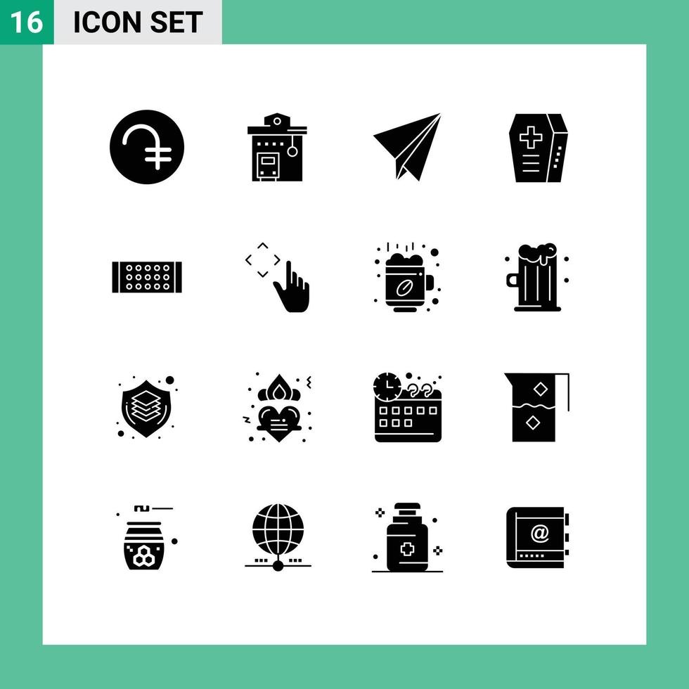 paquete de iconos de vector de stock de 16 signos y símbolos de línea para elementos de diseño de vector editables de ataúd de vacaciones de parada de lámpara de tira