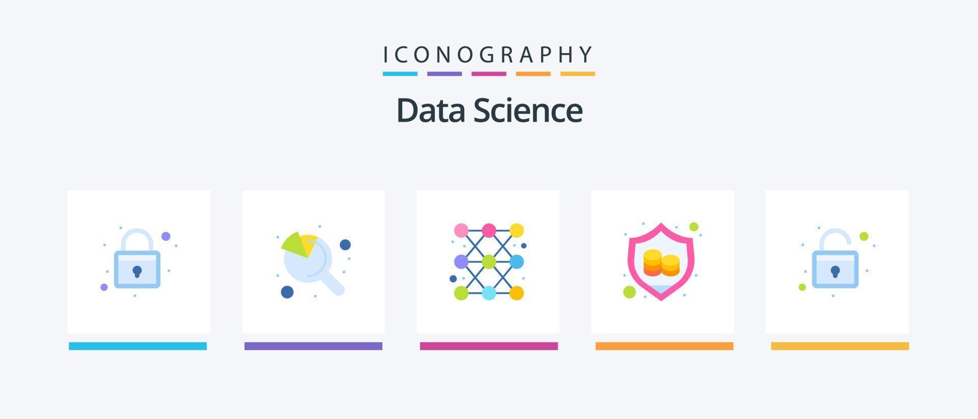 Data Science Flat 5 Icon Pack Including streamline. secure. chart. protection. data. Creative Icons Design vector