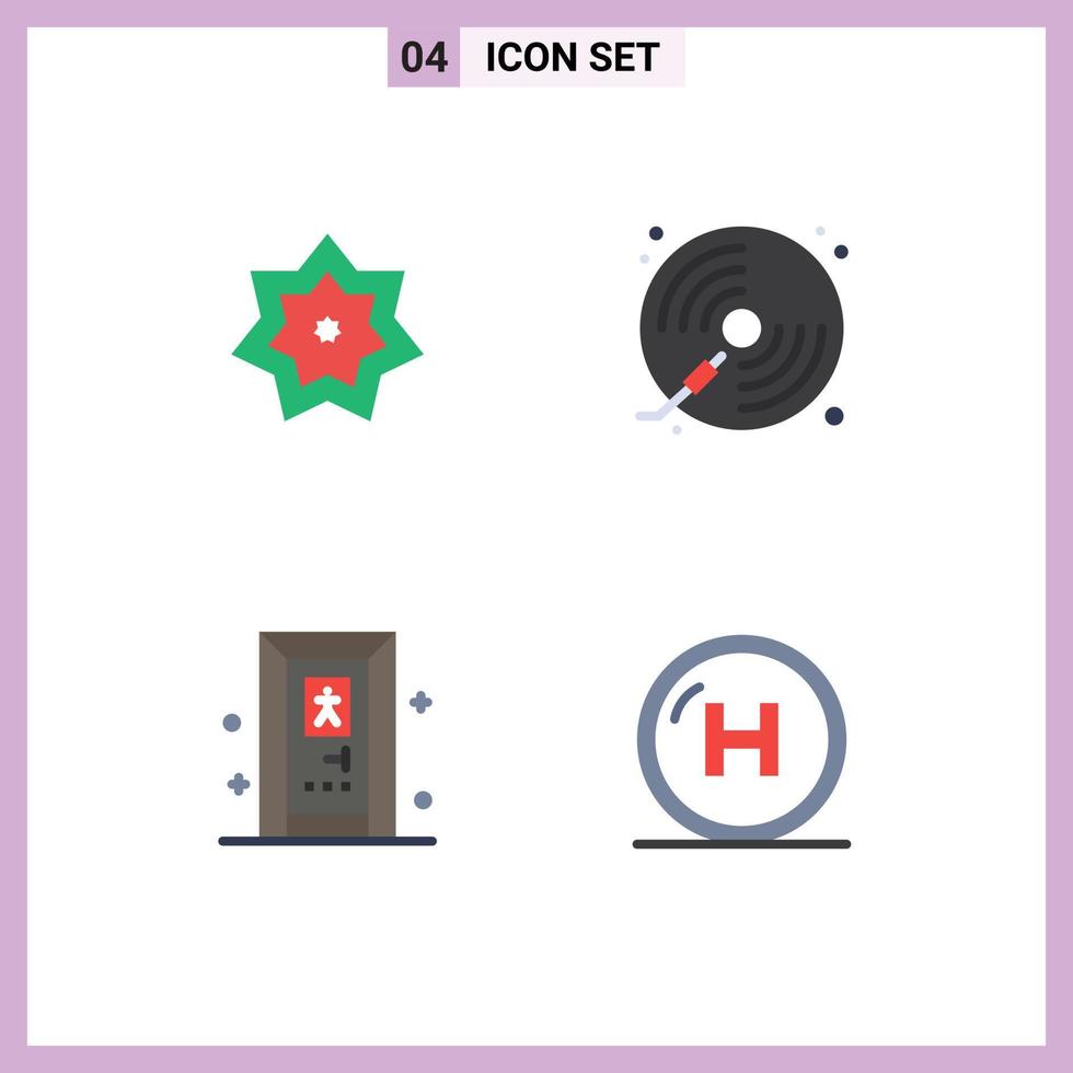 Modern Set of 4 Flat Icons Pictograph of holy play month cd door Editable Vector Design Elements