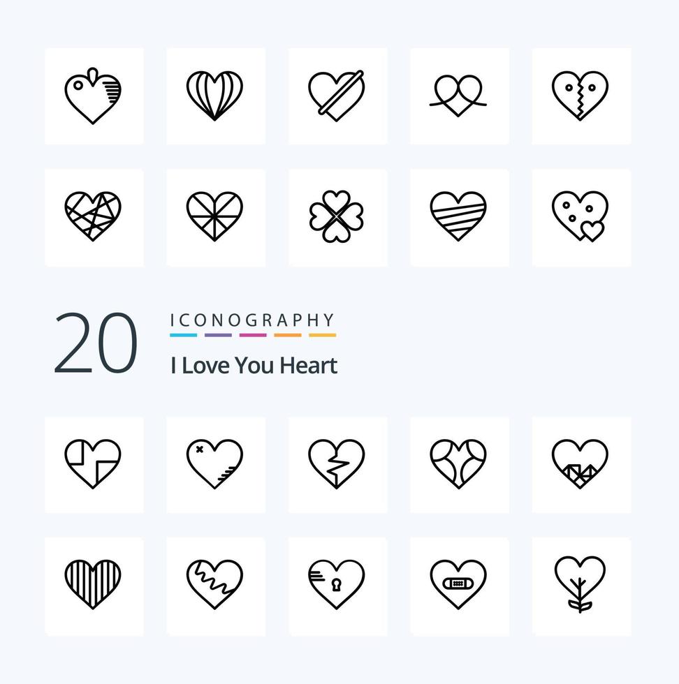 20 Heart Line icon Pack like favorite heart favorite broken like vector