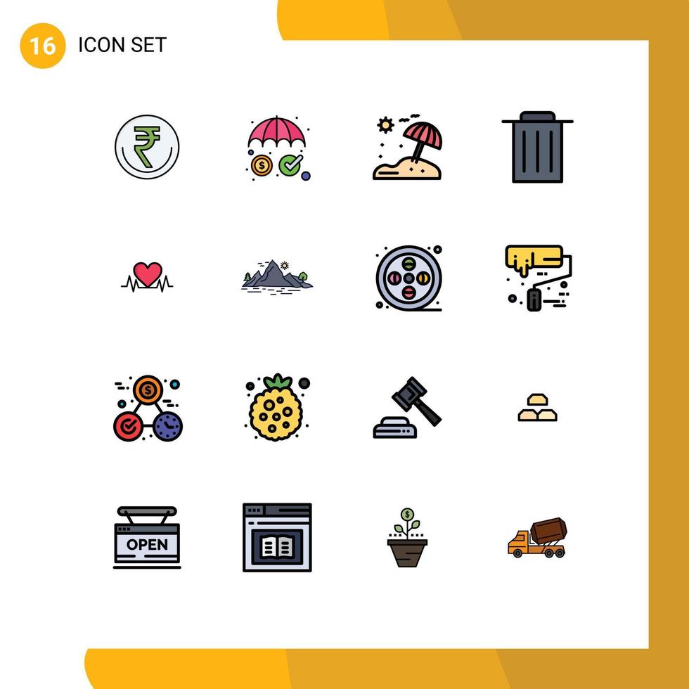 16 Creative Icons Modern Signs and Symbols of heartbeat recycle money delete umbrella Editable Creative Vector Design Elements