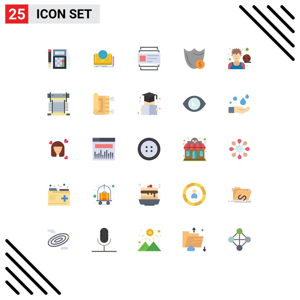 Modern Set of 25 Flat Colors and symbols such as security safety story guard users Editable Vector Design Elements