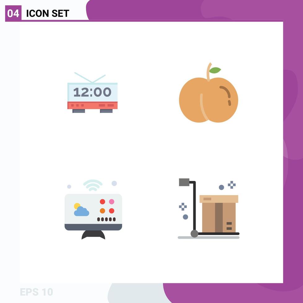 4 Universal Flat Icons Set for Web and Mobile Applications clock internet of things machine communications cart Editable Vector Design Elements