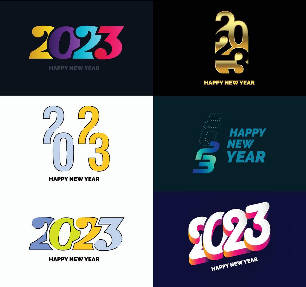 gran conjunto de 2023 feliz año nuevo diseño de texto de logotipo plantilla de diseño de número 2023 vector