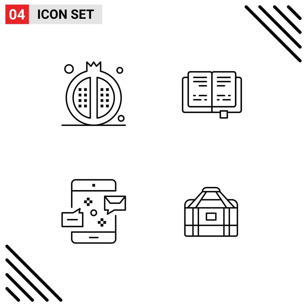 Stock Vector Icon Pack of 4 Line Signs and Symbols for cooking connection meal education marketing Editable Vector Design Elements