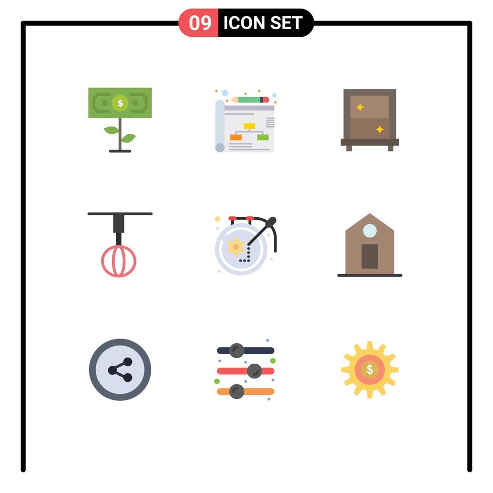 Set of 9 Vector Flat Colors on Grid for design art dressing whisk home ware Editable Vector Design Elements