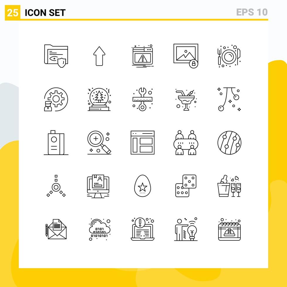 25 Universal Line Signs Symbols of food dining web photo image Editable Vector Design Elements