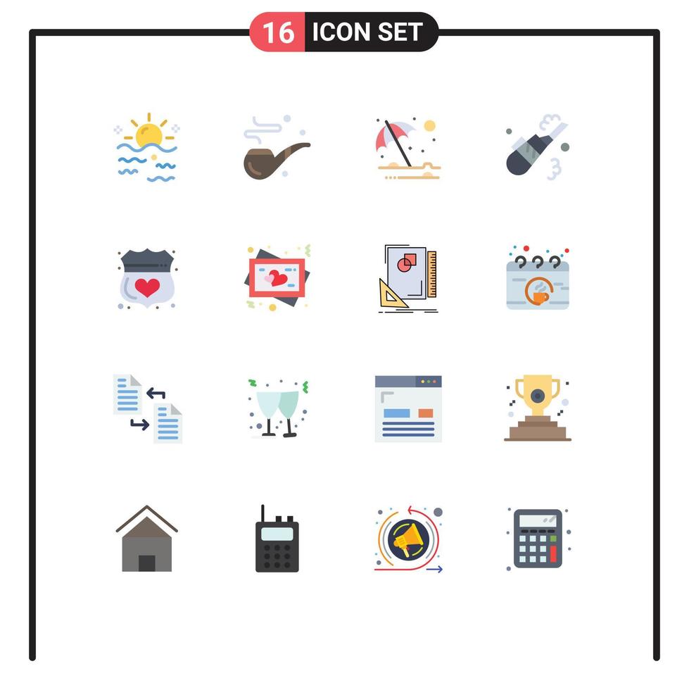 Stock Vector Icon Pack of 16 Line Signs and Symbols for sea beach sun pipe summer Editable Pack of Creative Vector Design Elements