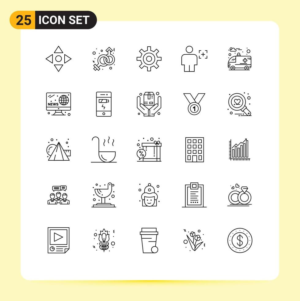 User Interface Pack of 25 Basic Lines of car recognition interface image body Editable Vector Design Elements