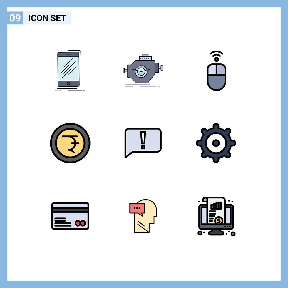 Set of 9 Modern UI Icons Symbols Signs for chat finance motor coin mouse Editable Vector Design Elements