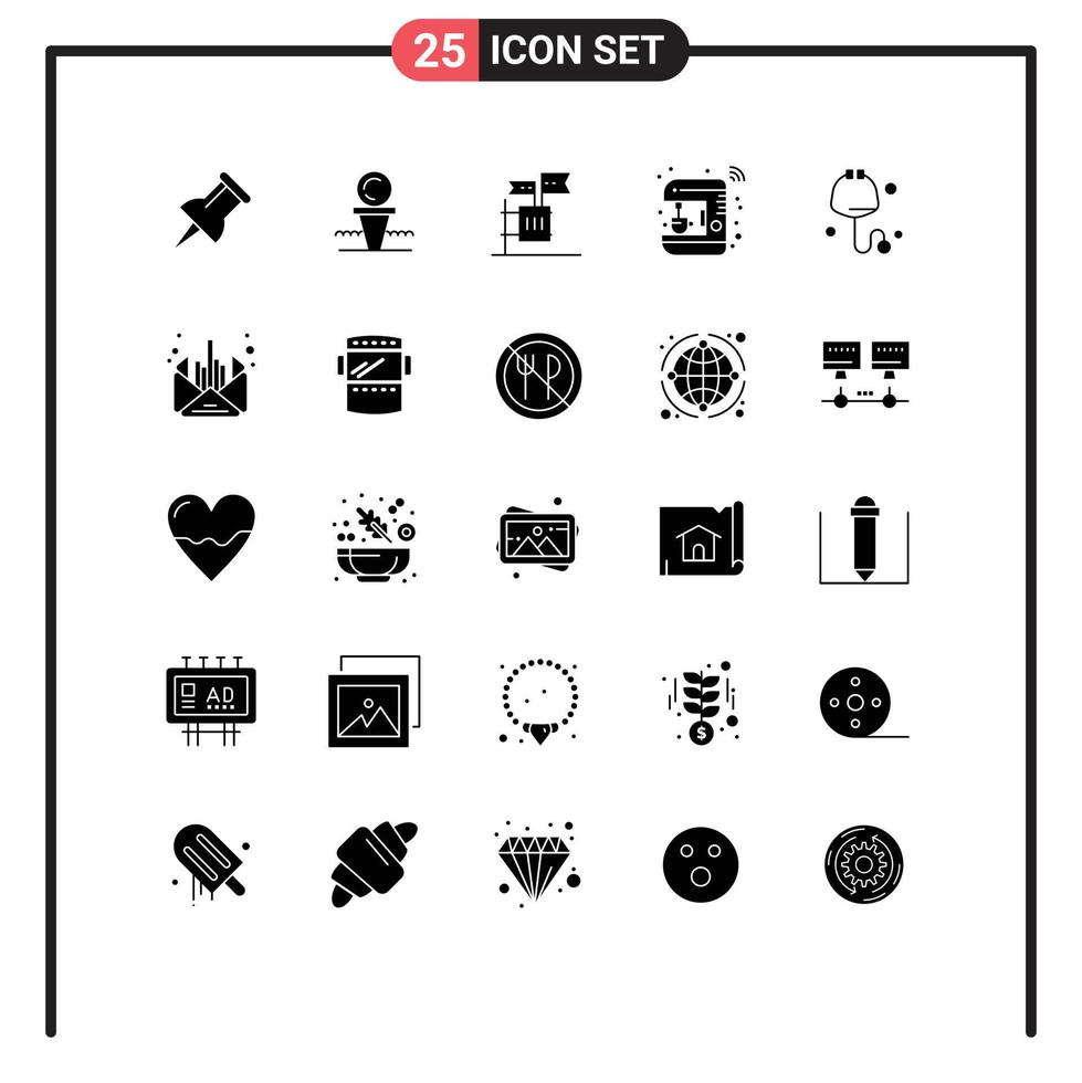 Pack of 25 Modern Solid Glyphs Signs and Symbols for Web Print Media such as check maker boycott internet coffee Editable Vector Design Elements