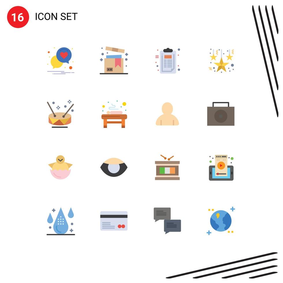 Pack of 16 Modern Flat Colors Signs and Symbols for Web Print Media such as chat checklist romance product creative Editable Pack of Creative Vector Design Elements