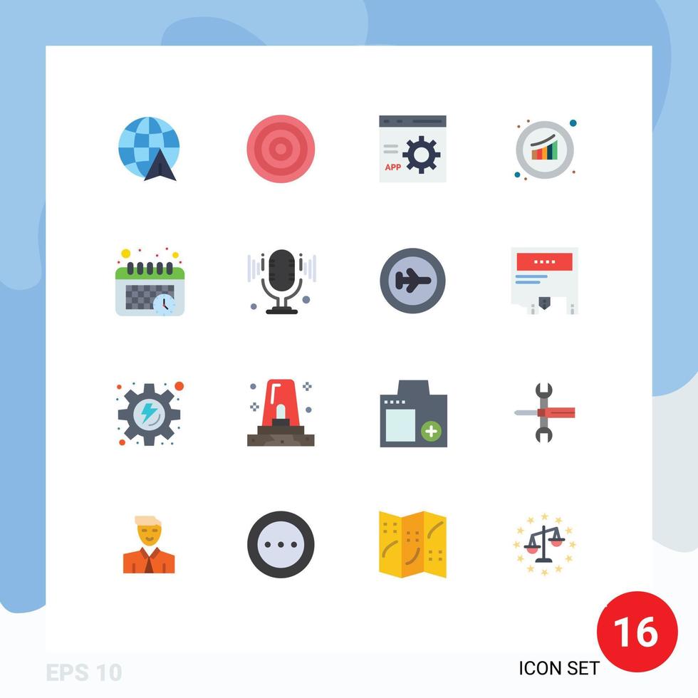 Group of 16 Modern Flat Colors Set for arrow develop board sport programming Editable Pack of Creative Vector Design Elements