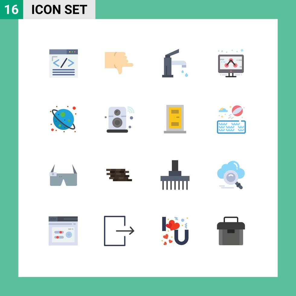 Pictogram Set of 16 Simple Flat Colors of browser bath web design down cleaning Editable Pack of Creative Vector Design Elements