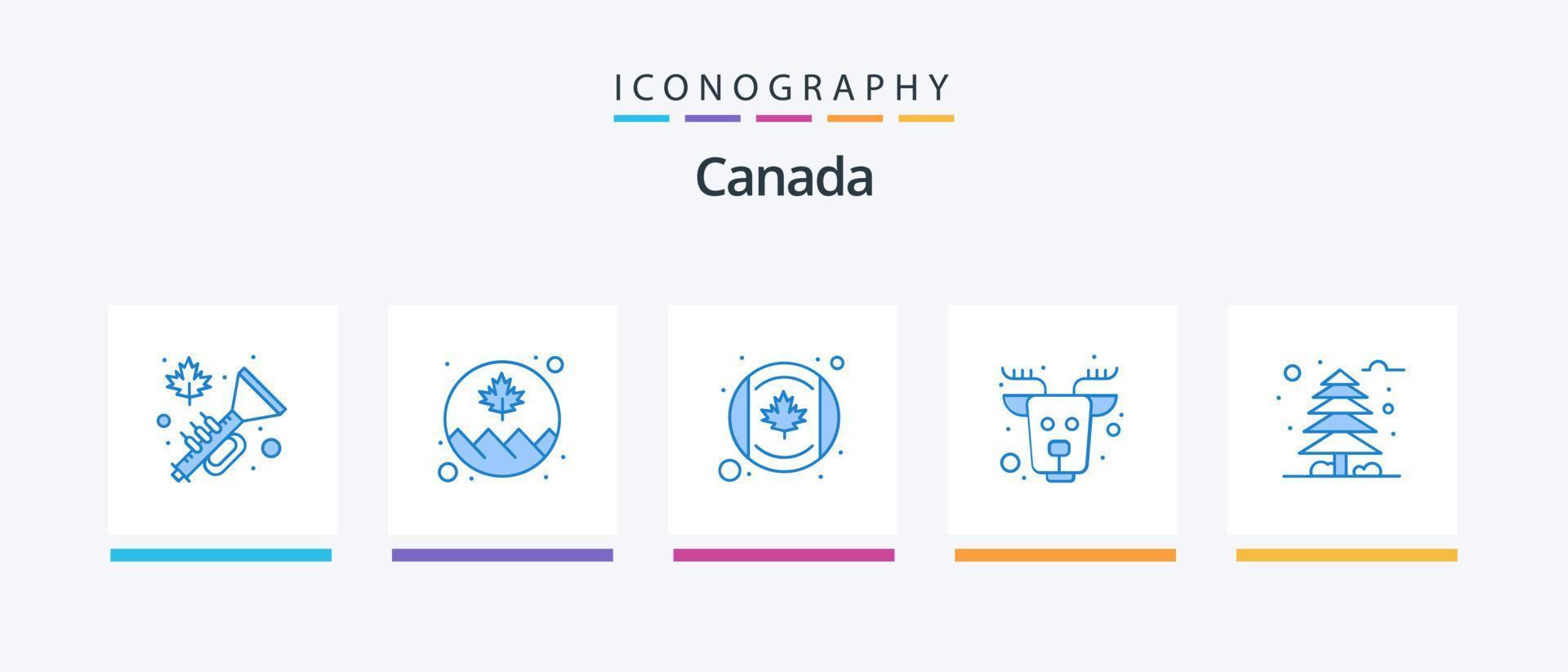 paquete de iconos de canadá azul 5 que incluye árbol. bosque. Canadá. mamífero. Canadá. diseño de iconos creativos vector