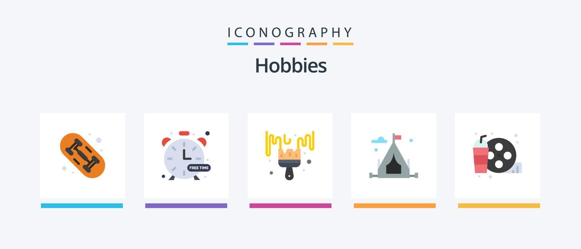 Hobbies Flat 5 Icon Pack Including hobby. drink. color. real. hobbies. Creative Icons Design vector