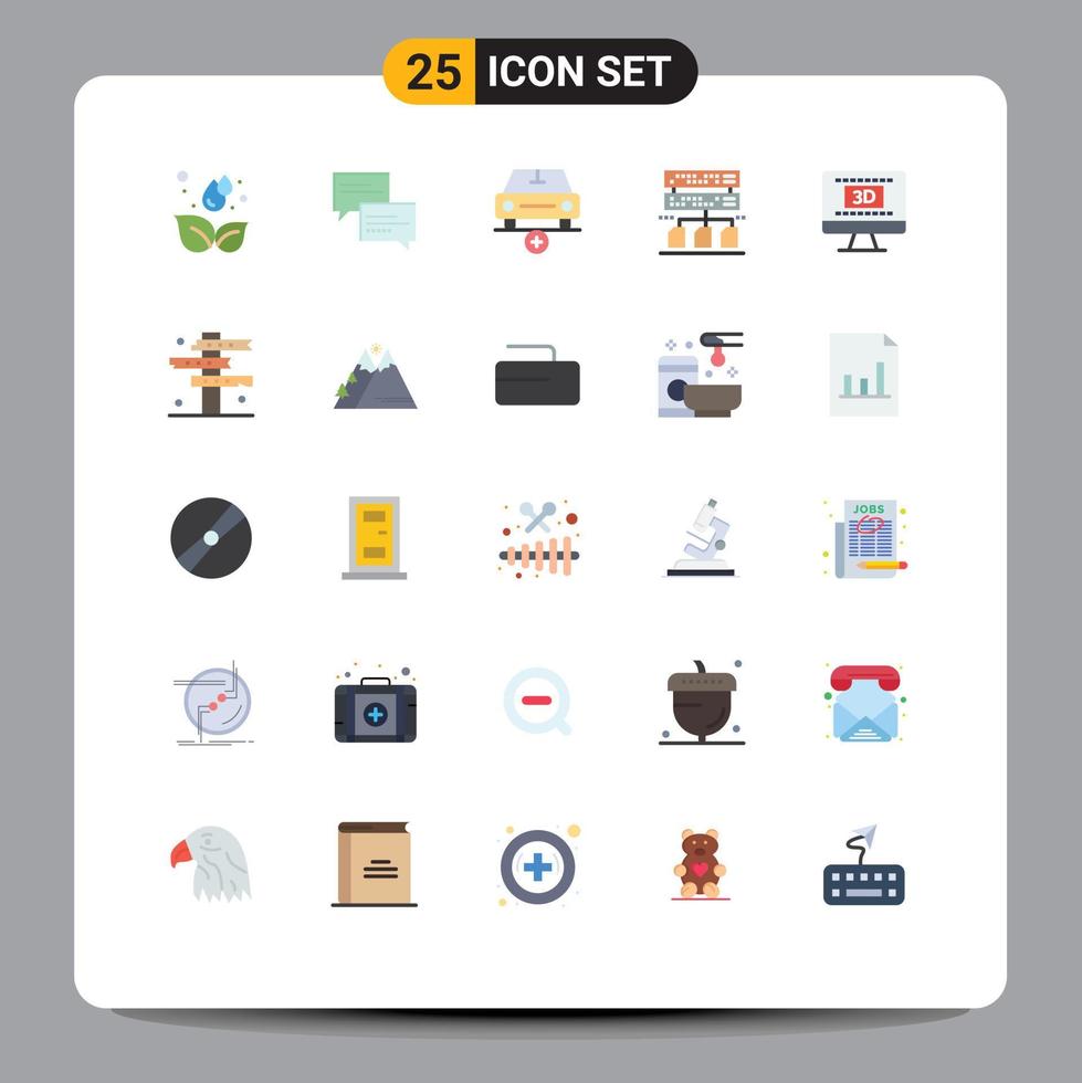 Universal Icon Symbols Group of 25 Modern Flat Colors of entertaiment management add data vehicles Editable Vector Design Elements
