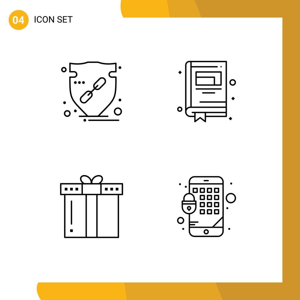 4 signos de línea universales símbolos de confianza regalo proteger cuaderno presente elementos de diseño vectorial editables vector