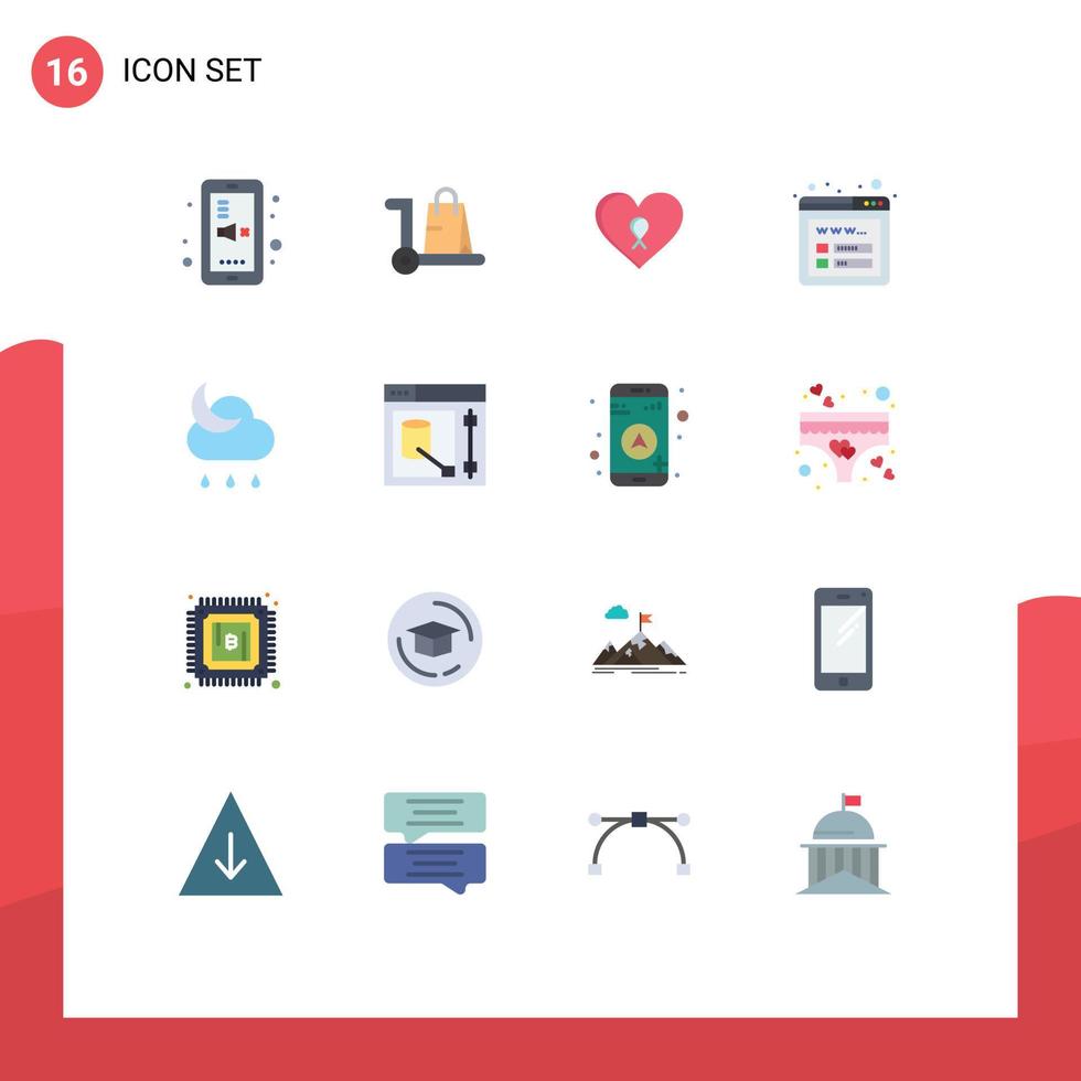 Pictogram Set of 16 Simple Flat Colors of back to school heart mute market romance Editable Pack of Creative Vector Design Elements