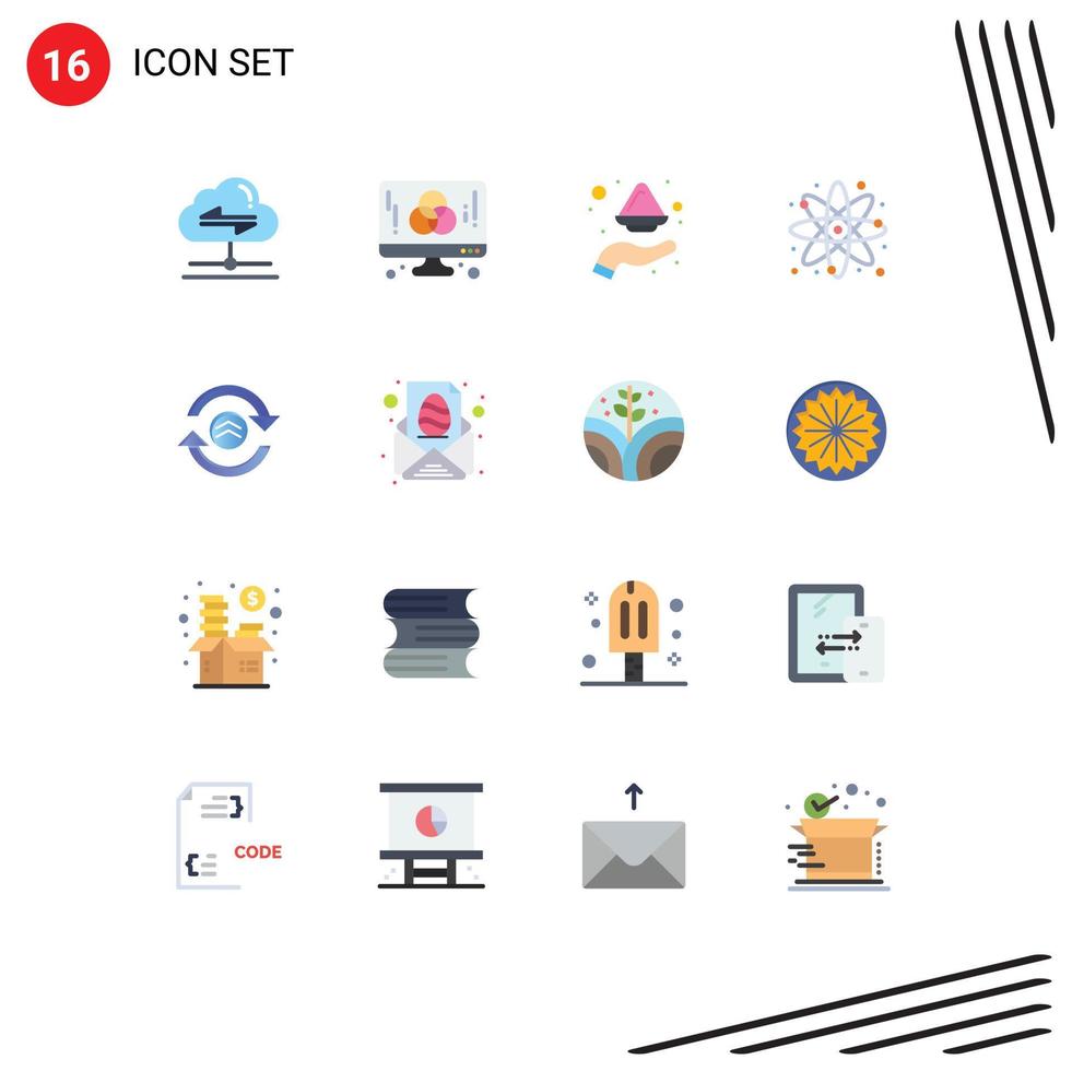 User Interface Pack of 16 Basic Flat Colors of share hand data development plate Editable Pack of Creative Vector Design Elements