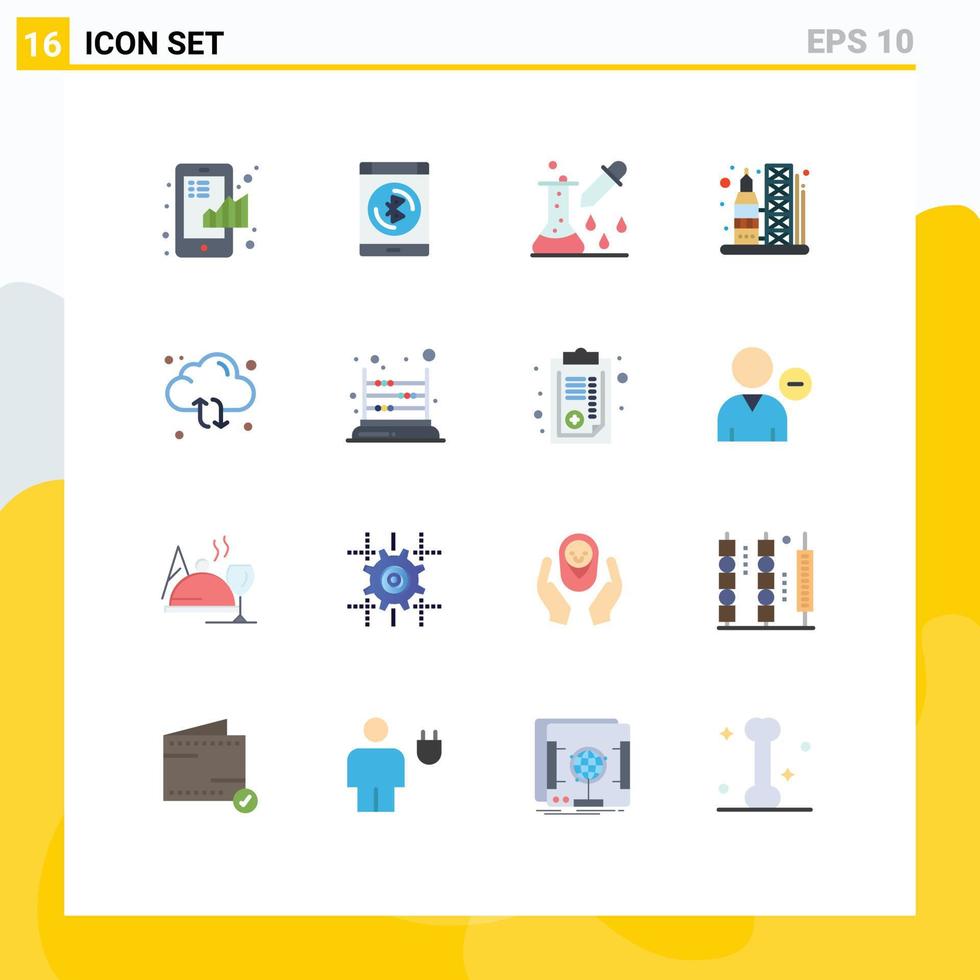 Modern Set of 16 Flat Colors and symbols such as business chemical test graph connect microbiology Editable Pack of Creative Vector Design Elements