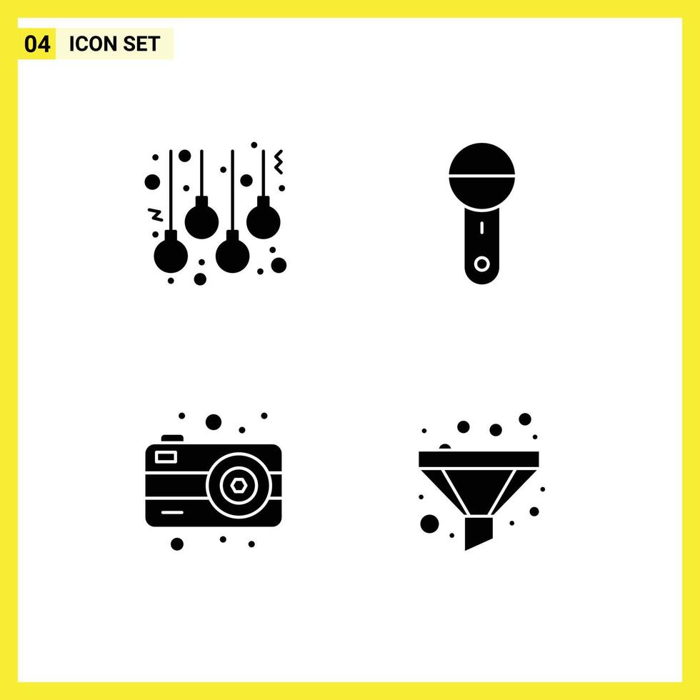 Universal Icon Symbols Group of Modern Solid Glyphs of accessories camera lamps microphone photography Editable Vector Design Elements