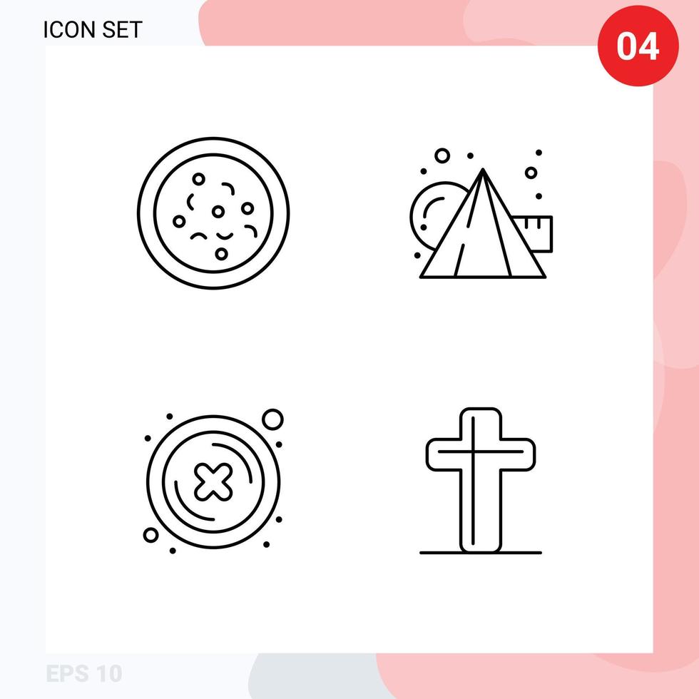 Modern Set of 4 Filledline Flat Colors and symbols such as pizza delete art cubes celebration Editable Vector Design Elements