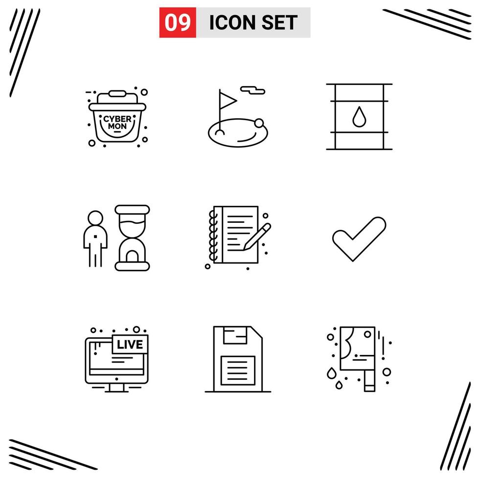 9 Thematic Vector Outlines and Editable Symbols of person management can deadline logistic Editable Vector Design Elements