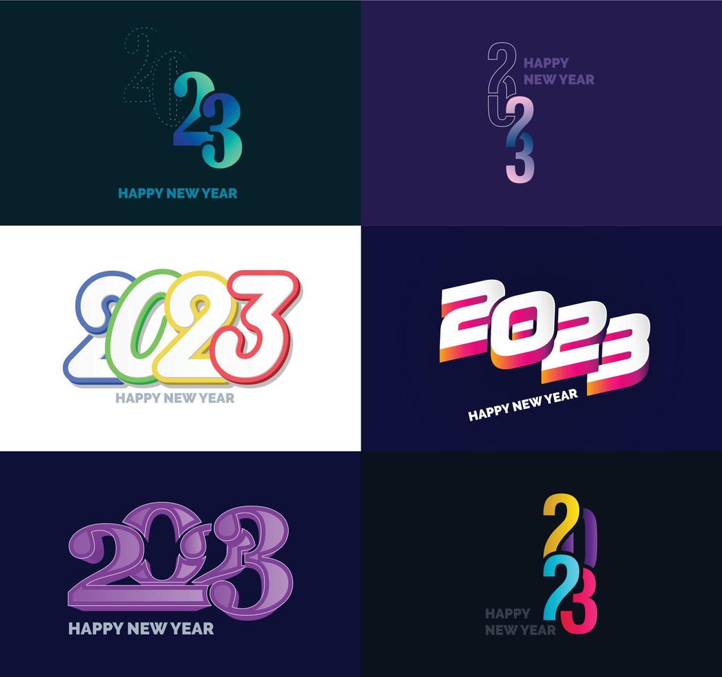 Big Collection of 2023 Happy New Year symbols Cover of business diary for 2023 with wishes vector