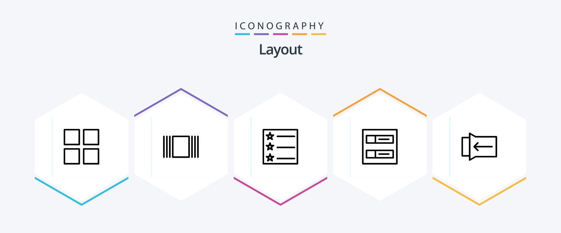 Layout 25 Line icon pack including . accounts. . slide vector