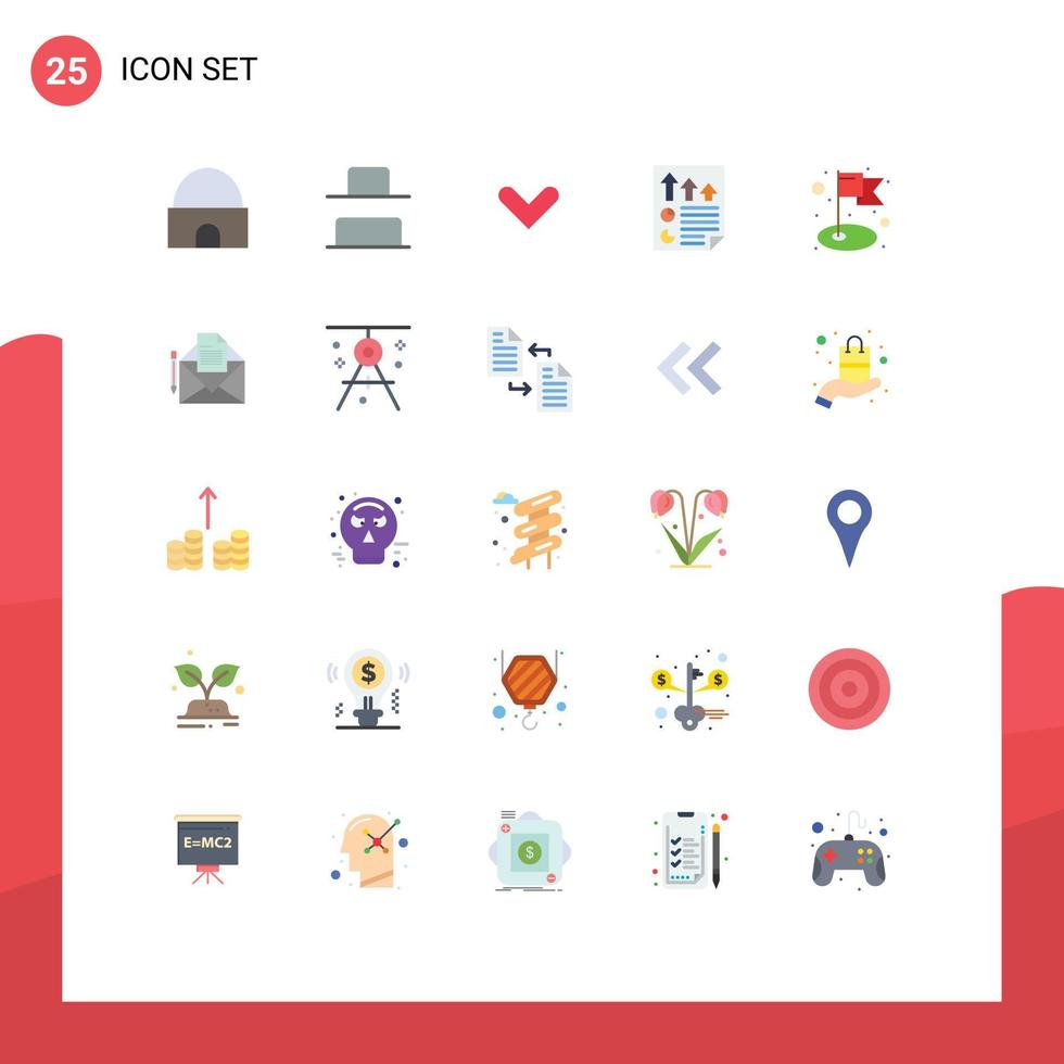 Set of 25 Vector Flat Colors on Grid for achievement page arrow document arrows Editable Vector Design Elements
