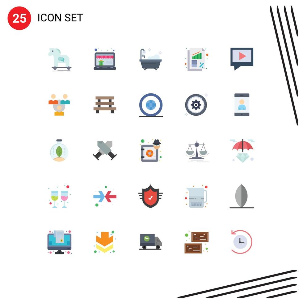 conjunto de 25 iconos modernos de la interfaz de usuario signos de símbolos para la tasa de chat regalos finanzas banca elementos de diseño vectorial editables vector