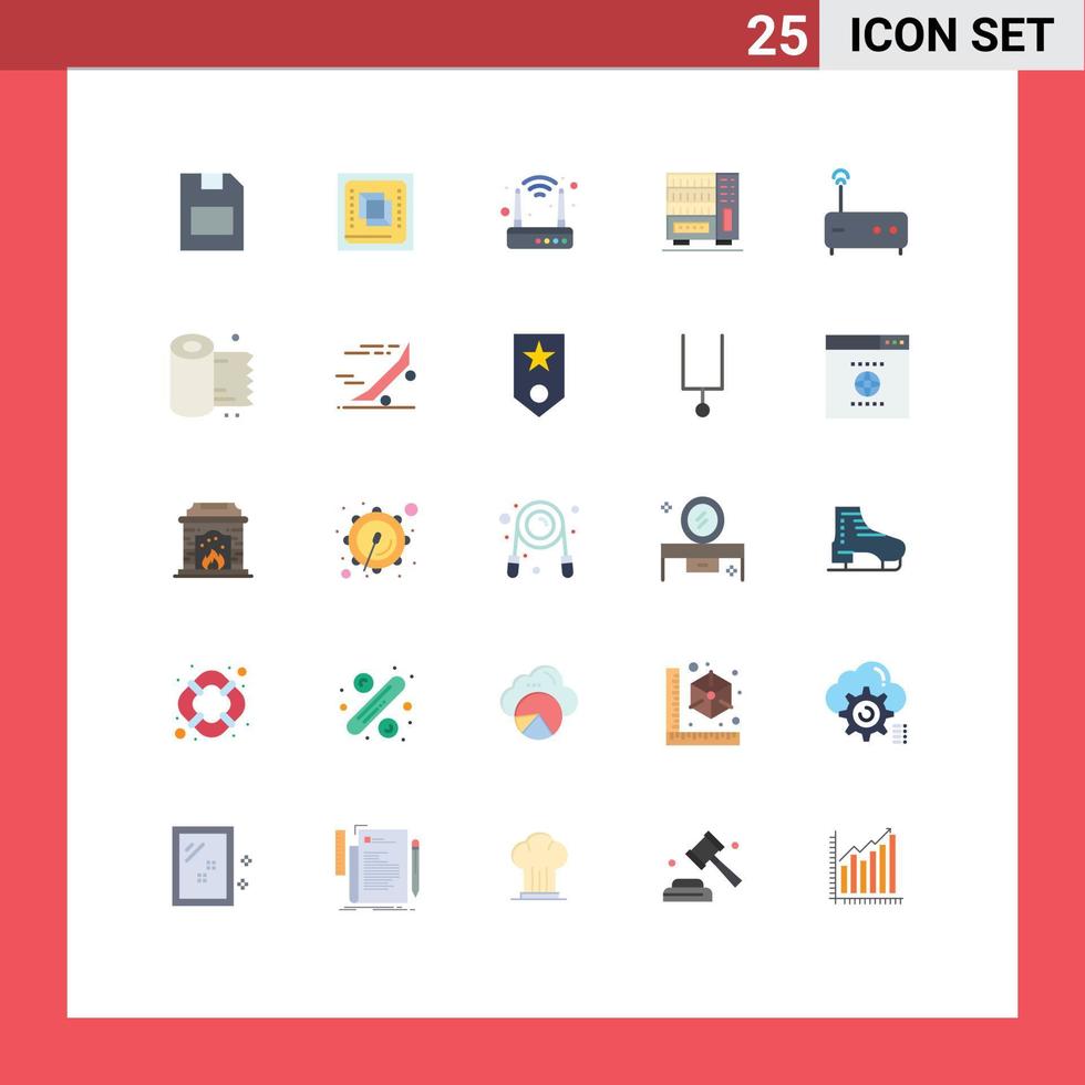 Modern Set of 25 Flat Colors Pictograph of modem drawer processor wardrobe furniture Editable Vector Design Elements