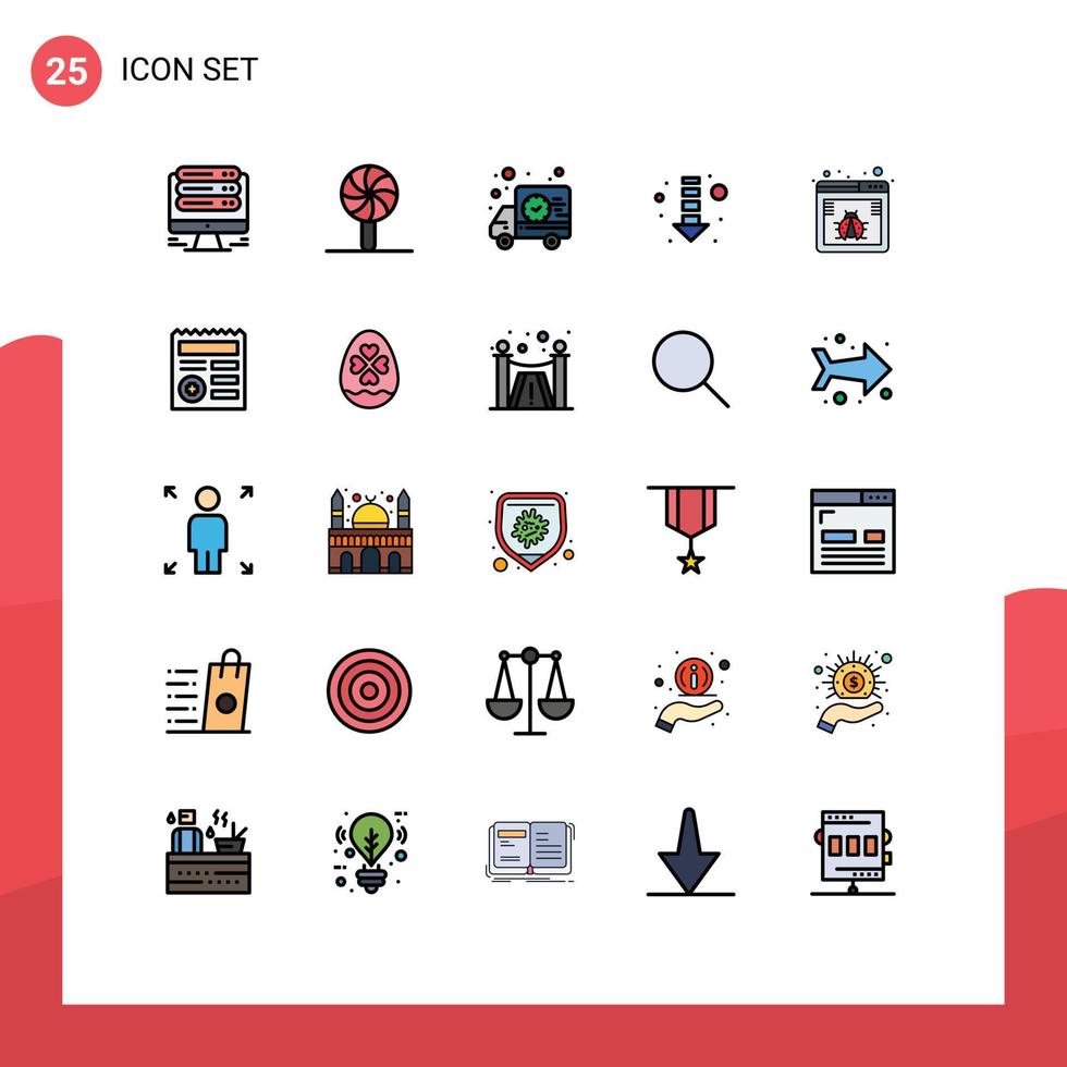 Universal Icon Symbols Group of 25 Modern Filled line Flat Colors of virus browser delivery down arrow Editable Vector Design Elements