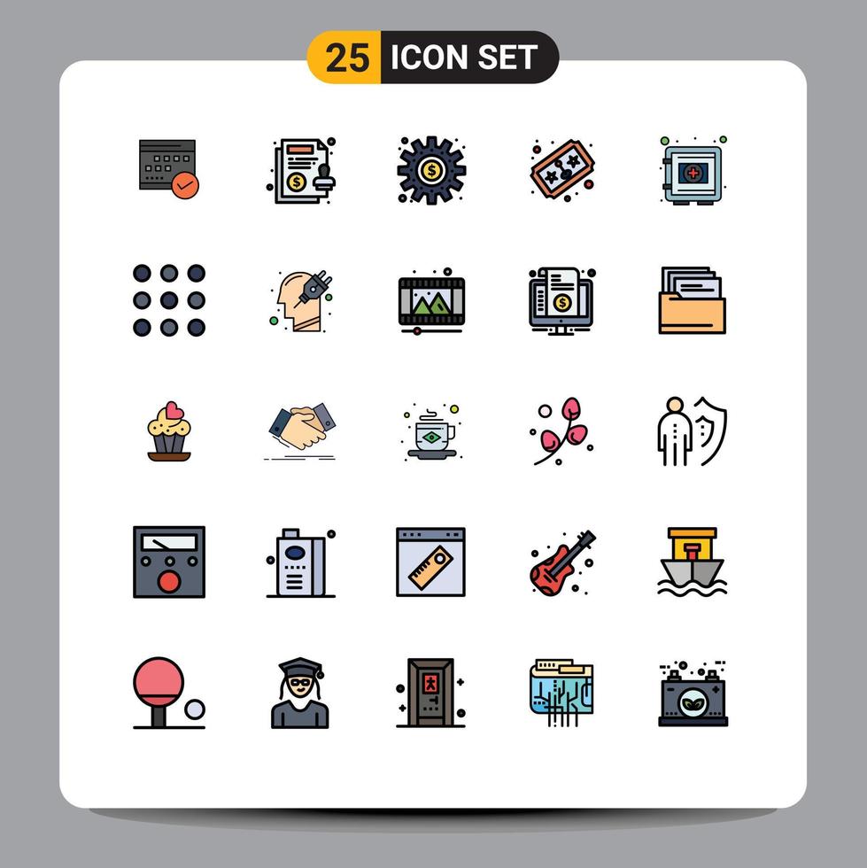 Set of 25 Modern UI Icons Symbols Signs for game work contract process making Editable Vector Design Elements