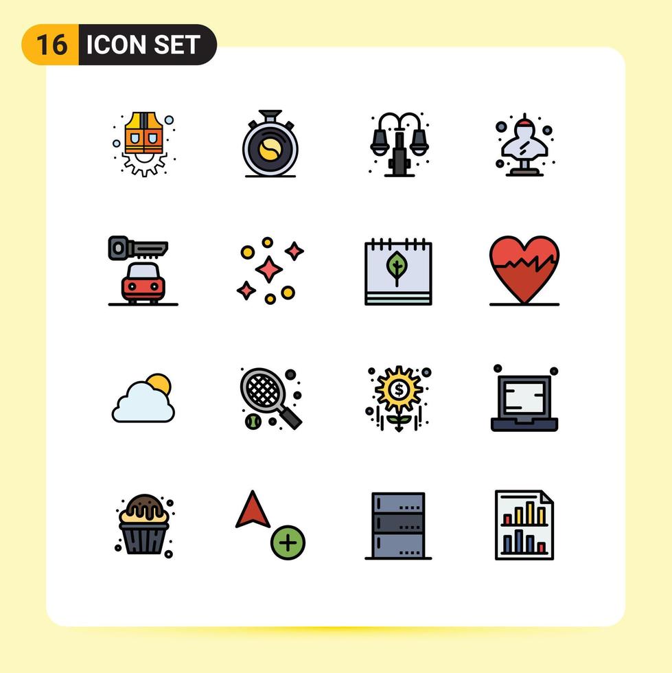 conjunto de 16 iconos modernos de la interfaz de usuario símbolos signos para el bus de la ciudad clásica del coche elementos de diseño de vectores creativos editables antiguos