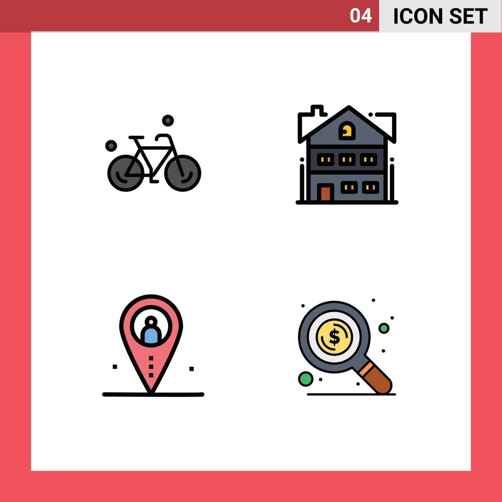 4 Creative Icons Modern Signs and Symbols of bicycle job spring building navigation Editable Vector Design Elements