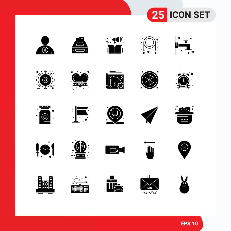 Modern Set of 25 Solid Glyphs and symbols such as rope box data product management Editable Vector Design Elements