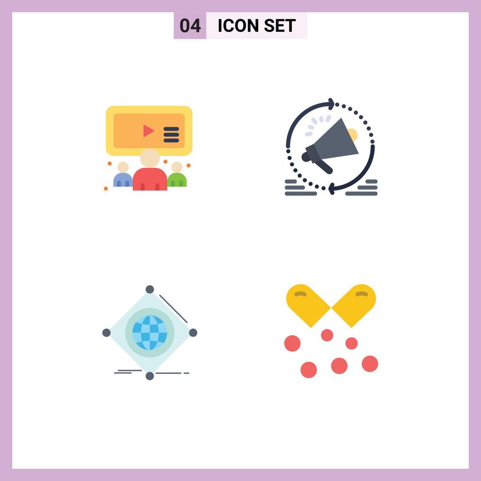 Group of 4 Modern Flat Icons Set for group iot user megaphone things Editable Vector Design Elements