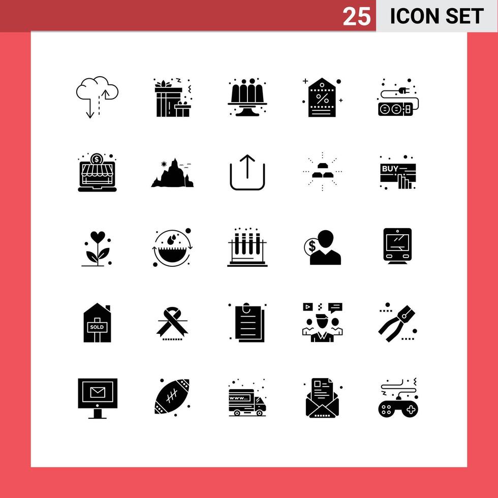 25 iconos creativos, signos y símbolos modernos de etiqueta de enchufe, precio de compra para hornear, elementos de diseño vectorial editables vector