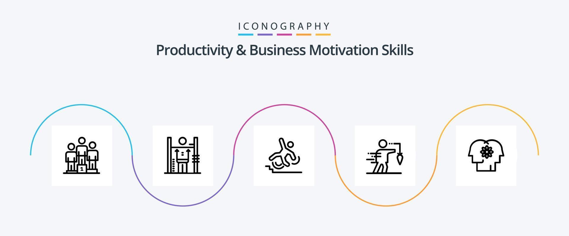 paquete de iconos de línea 5 de habilidades de productividad y motivación empresarial que incluye falso. negocio. administración. aspiración. falla vector