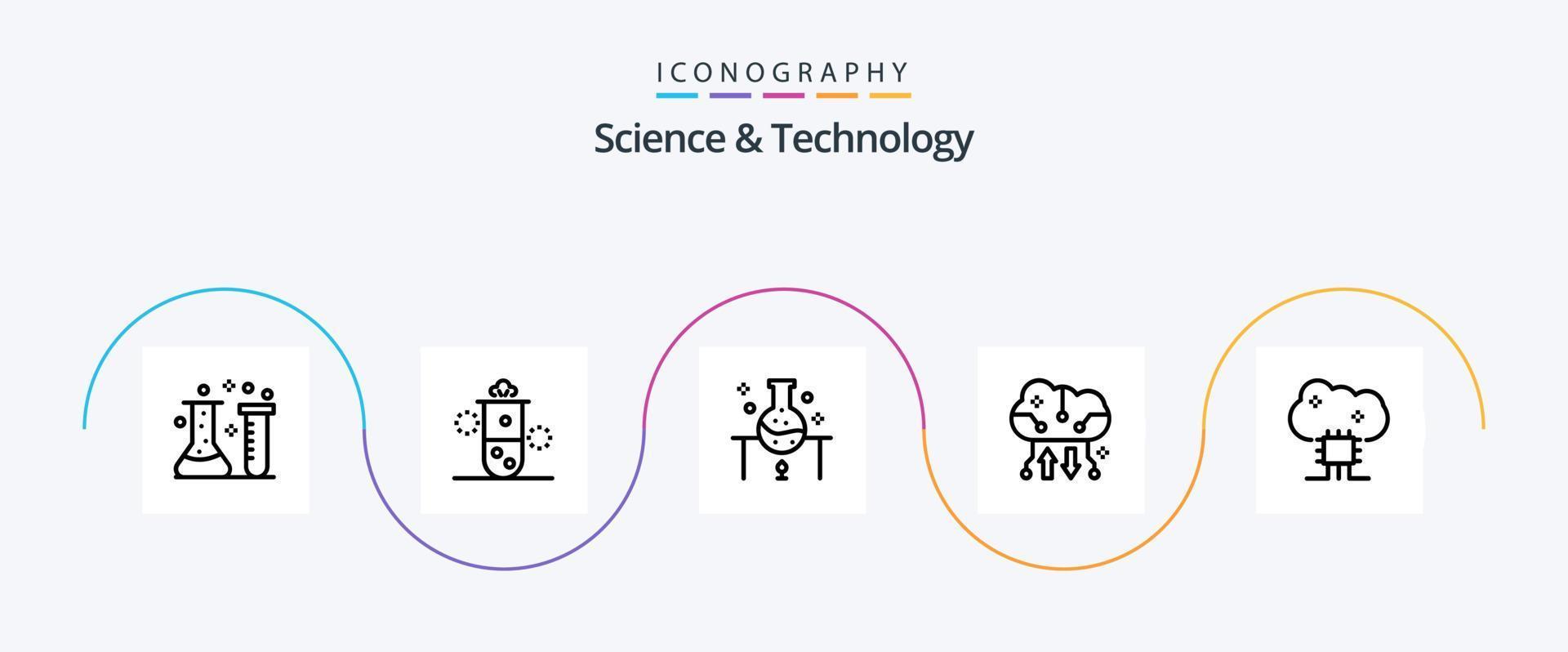 Science And Technology Line 5 Icon Pack Including cloud storage. cloud backup. science. science lab. science vector