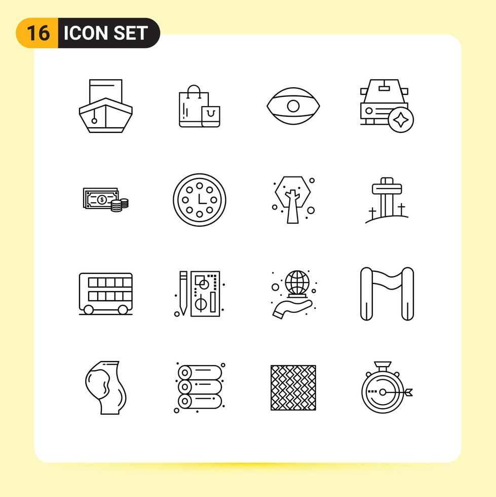 16 Outline concept for Websites Mobile and Apps dollar star shop important vision Editable Vector Design Elements