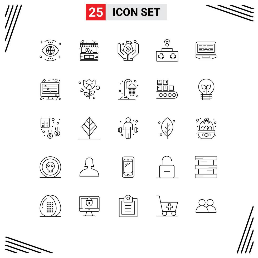 Set of 25 Vector Lines on Grid for coding toy money remote control baby Editable Vector Design Elements