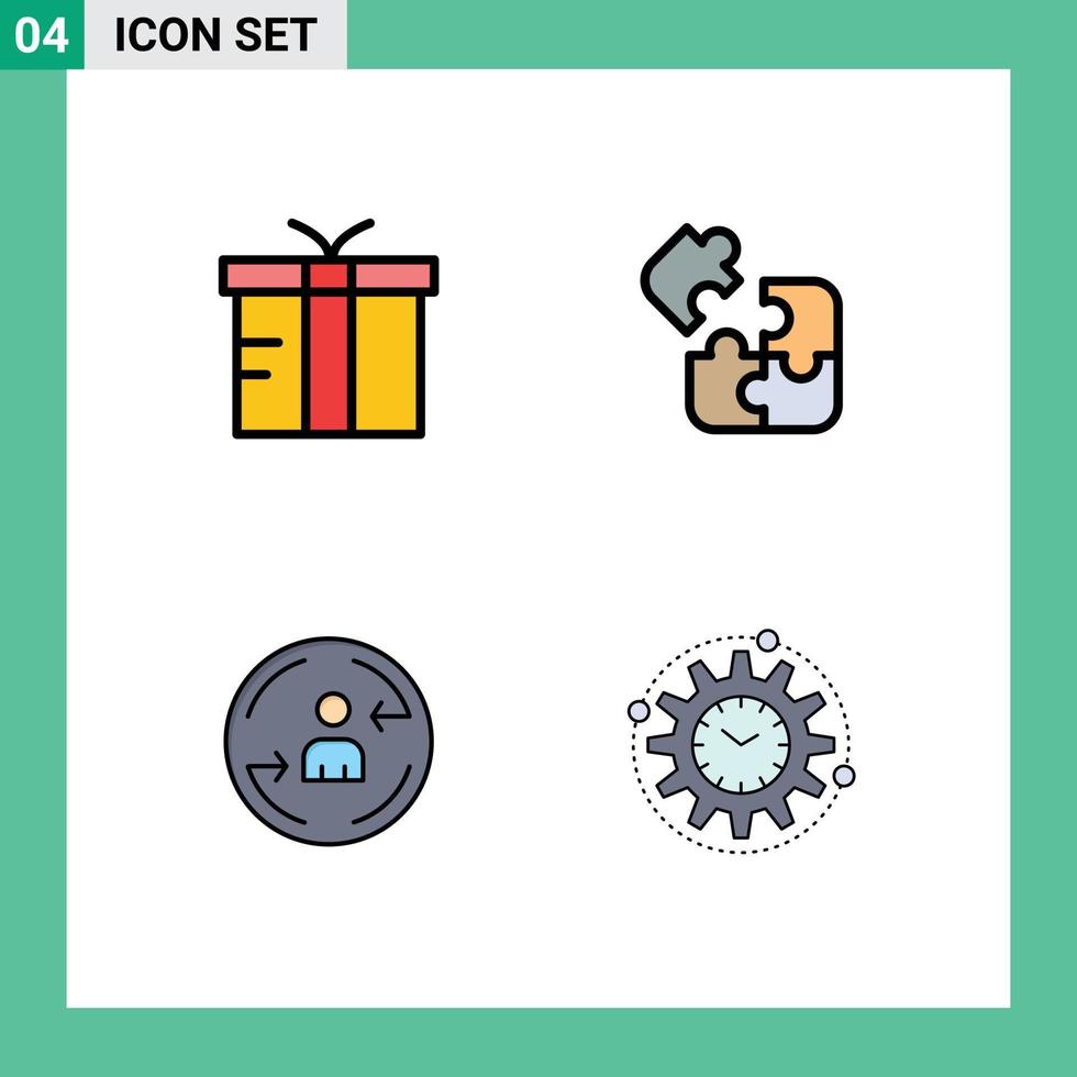 Modern Set of 4 Filledline Flat Colors and symbols such as box visiter global science marketing Editable Vector Design Elements