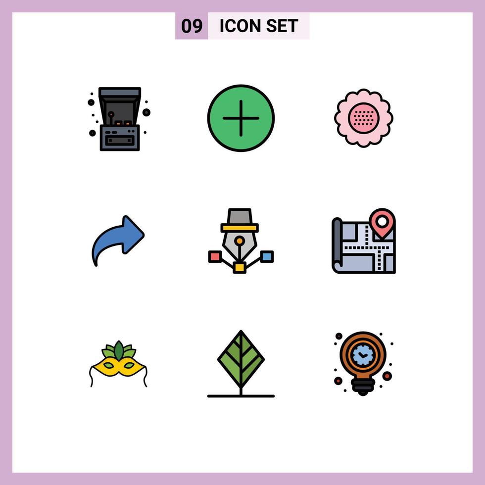 9 Creative Icons Modern Signs and Symbols of pen right flora direction spring Editable Vector Design Elements