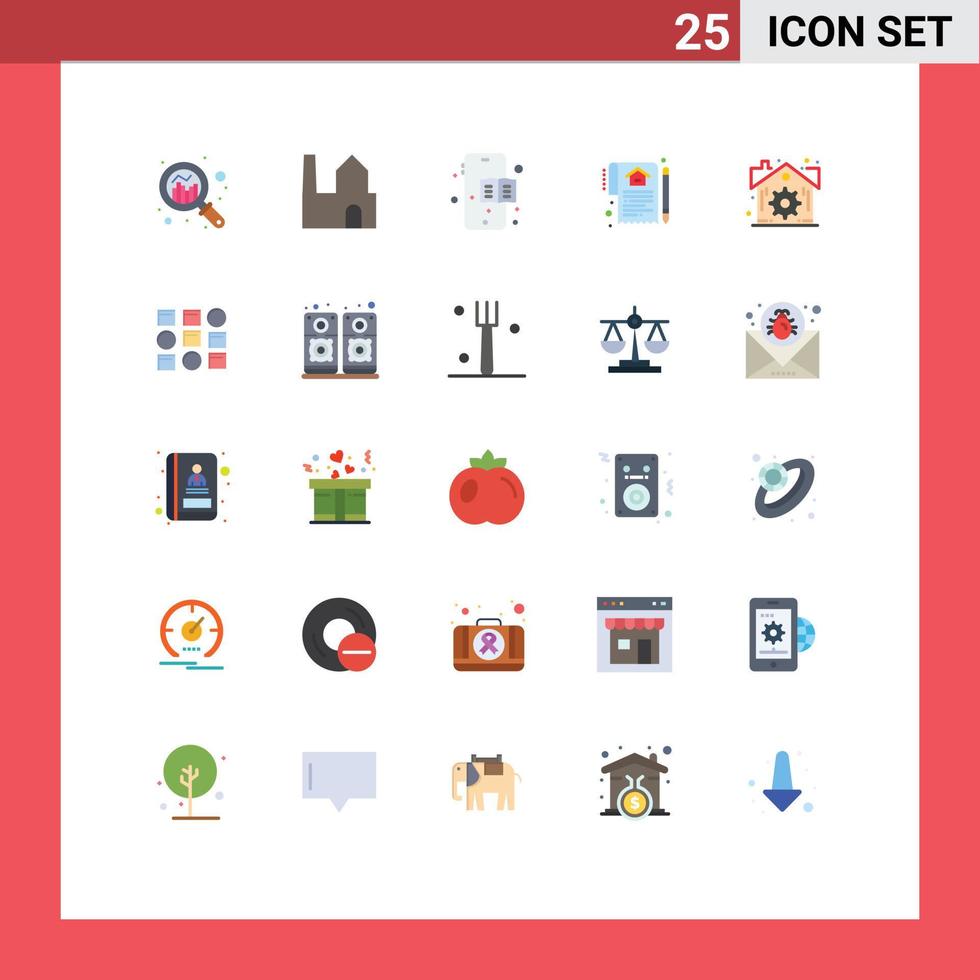 paquete de iconos de vector de stock de 25 signos y símbolos de línea para la configuración de elementos de diseño de vector editables de casa de contrato móvil de estado