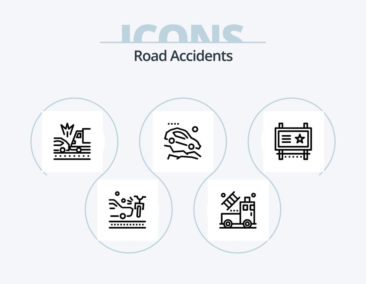 diseño de iconos del paquete de iconos de línea de accidentes de tráfico 5. barrera. coches. parada. auto. la carretera vector