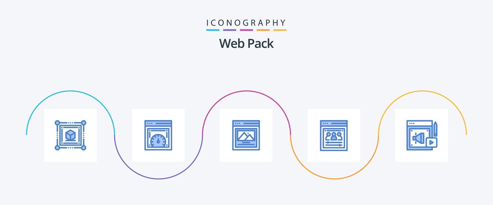 Web Pack Blue 5 Icon Pack Including loud hailer. web. interface. web team. remote team vector